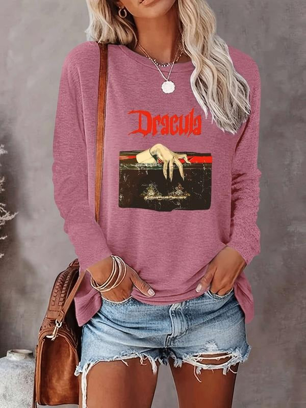 Halloween Women's Casual Letter Print Long Sleeve T-Shirt, Comfortable Fabric, Available in 9 Colors, Fitted Style for...