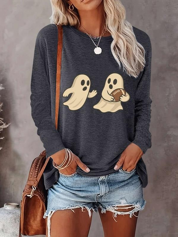 Halloween Women's Casual Letter Print Long Sleeve T-Shirt, Comfortable Fabric, Available in 9 Colors, Fitted Style for...
