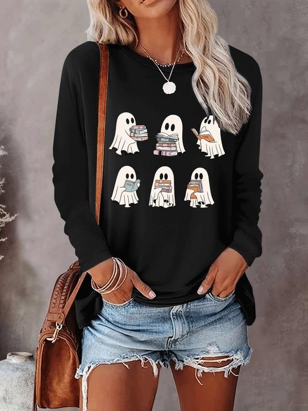 Halloween Women's Casual Letter Print Long Sleeve T-Shirt, Comfortable Fabric, Available in 9 Colors, Fitted Style for...