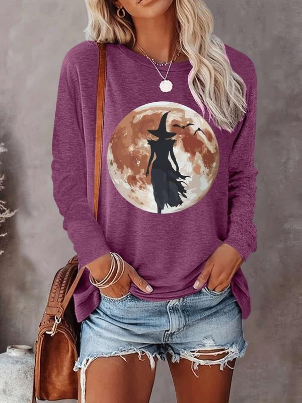 Halloween Women's Casual Letter Print Long Sleeve T-Shirt, Comfortable Fabric, Available in 9 Colors, Fitted Style for...