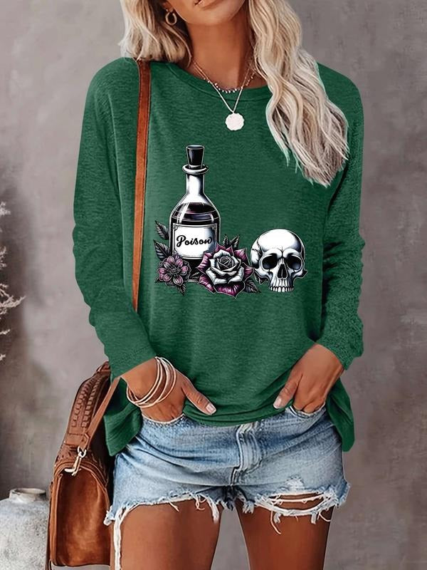 Halloween Women's Casual Letter Print Long Sleeve T-Shirt, Comfortable Fabric, Available in 9 Colors, Fitted Style for...