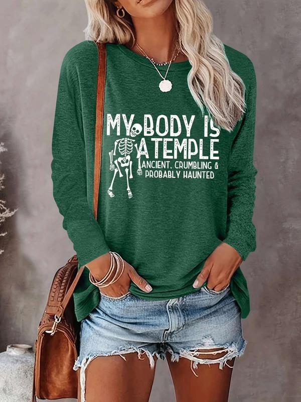 Halloween Women's Casual Letter Print Long Sleeve T-Shirt, Comfortable Fabric, Available in 9 Colors, Fitted Style for...