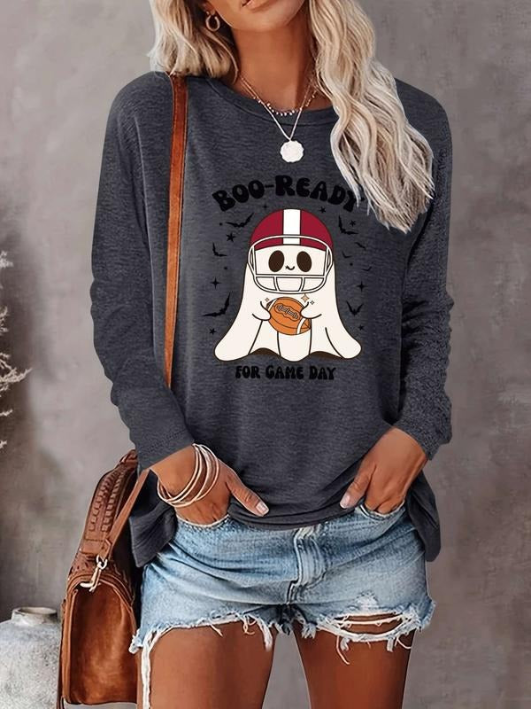 Halloween Women's Casual Letter Print Long Sleeve T-Shirt, Comfortable Fabric, Available in 9 Colors, Fitted Style for...