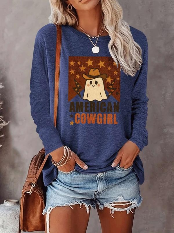 Halloween Women's Casual Letter Print Long Sleeve T-Shirt, Comfortable Fabric, Available in 9 Colors, Fitted Style for...