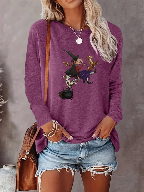 Halloween Women's Casual Letter Print Long Sleeve T-Shirt, Comfortable Fabric, Available in 9 Colors, Fitted Style for...