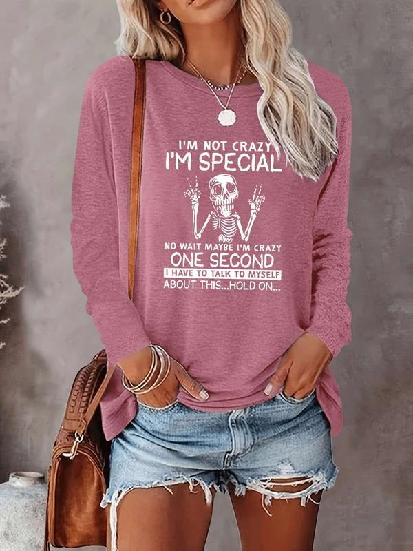Halloween Women's Casual Letter Print Long Sleeve T-Shirt, Comfortable Fabric, Available in 9 Colors, Fitted Style for...