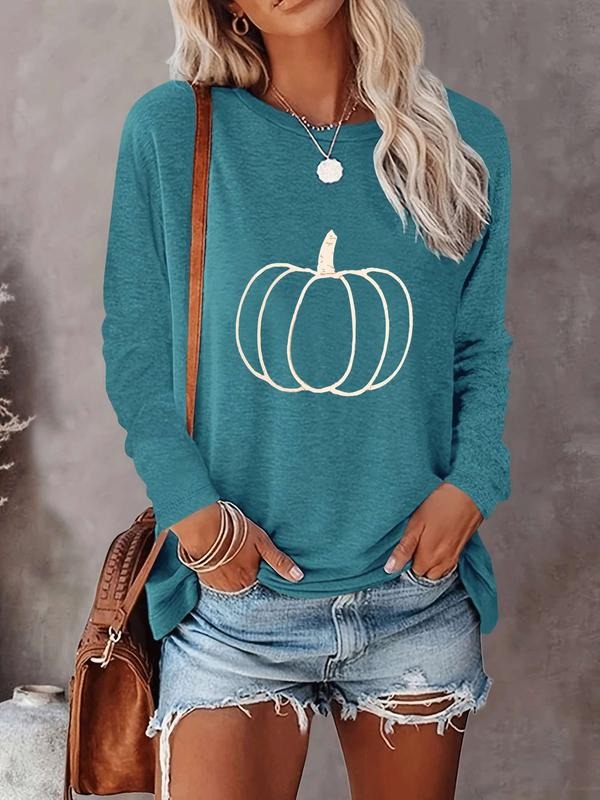 Halloween Women's Casual Letter Print Long Sleeve T-Shirt, Comfortable Fabric, Available in 9 Colors, Fitted Style for...
