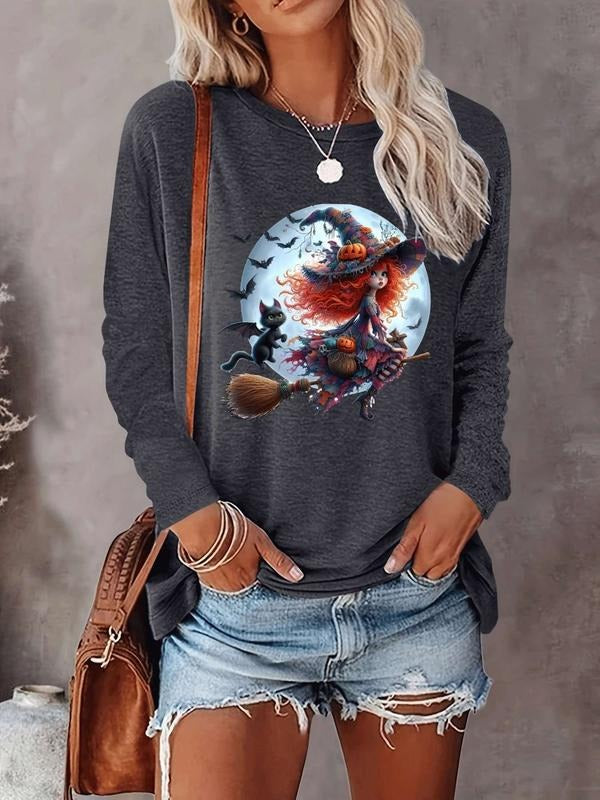 Halloween Women's Casual Letter Print Long Sleeve T-Shirt, Comfortable Fabric, Available in 9 Colors, Fitted Style for...