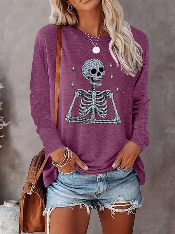 Halloween Women's Casual Letter Print Long Sleeve T-Shirt, Comfortable Fabric, Available in 9 Colors, Fitted Style for...