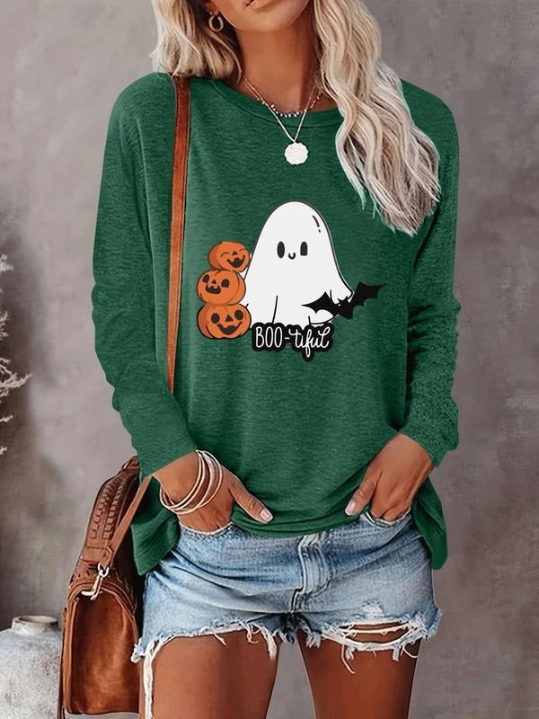 Halloween Women's Casual Letter Print Long Sleeve T-Shirt, Comfortable Fabric, Available in 9 Colors, Fitted Style for...