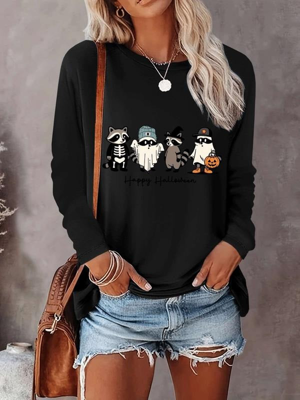 Halloween Women's Casual Letter Print Long Sleeve T-Shirt, Comfortable Fabric, Available in 9 Colors, Fitted Style for...