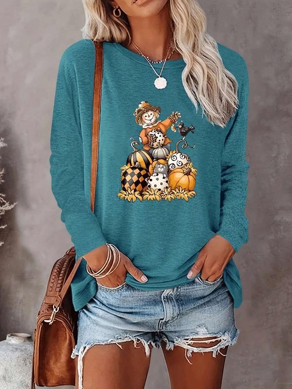 Halloween Women's Casual Letter Print Long Sleeve T-Shirt, Comfortable Fabric, Available in 9 Colors, Fitted Style for...