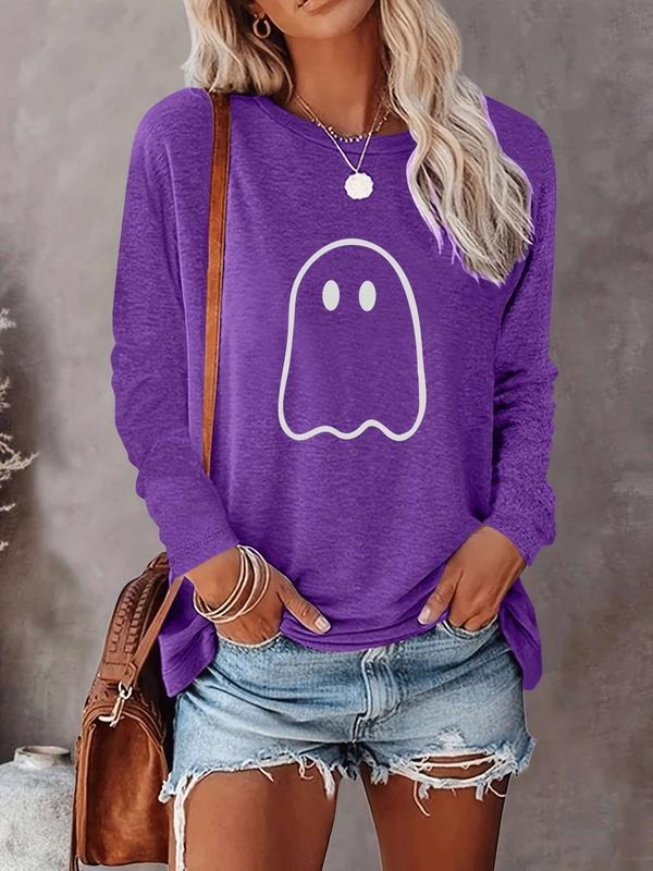 Halloween Women's Casual Letter Print Long Sleeve T-Shirt, Comfortable Fabric, Available in 9 Colors, Fitted Style for...