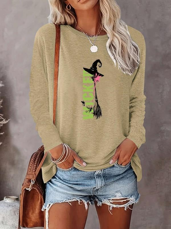 Halloween Women's Casual Letter Print Long Sleeve T-Shirt, Comfortable Fabric, Available in 9 Colors, Fitted Style for...