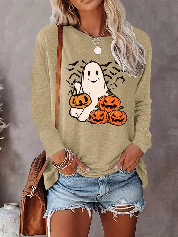 Halloween Women's Casual Letter Print Long Sleeve T-Shirt, Comfortable Fabric, Available in 9 Colors, Fitted Style for...