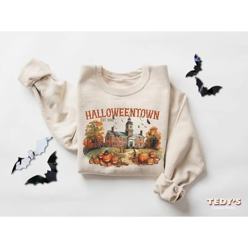 Halloweentown Est 1998 Sweatshirt,Fall Sweatshirt, Vintage Halloween Sweatshirt Shirt Hoodie | PrintMintTees.com