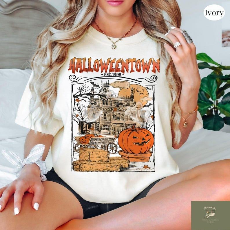 Halloweentown Est 1998 University Graphic T-Shirt, Retro Fall Halloween Town Tee, Spooky Season Shirt Hoodie Sweatshirt