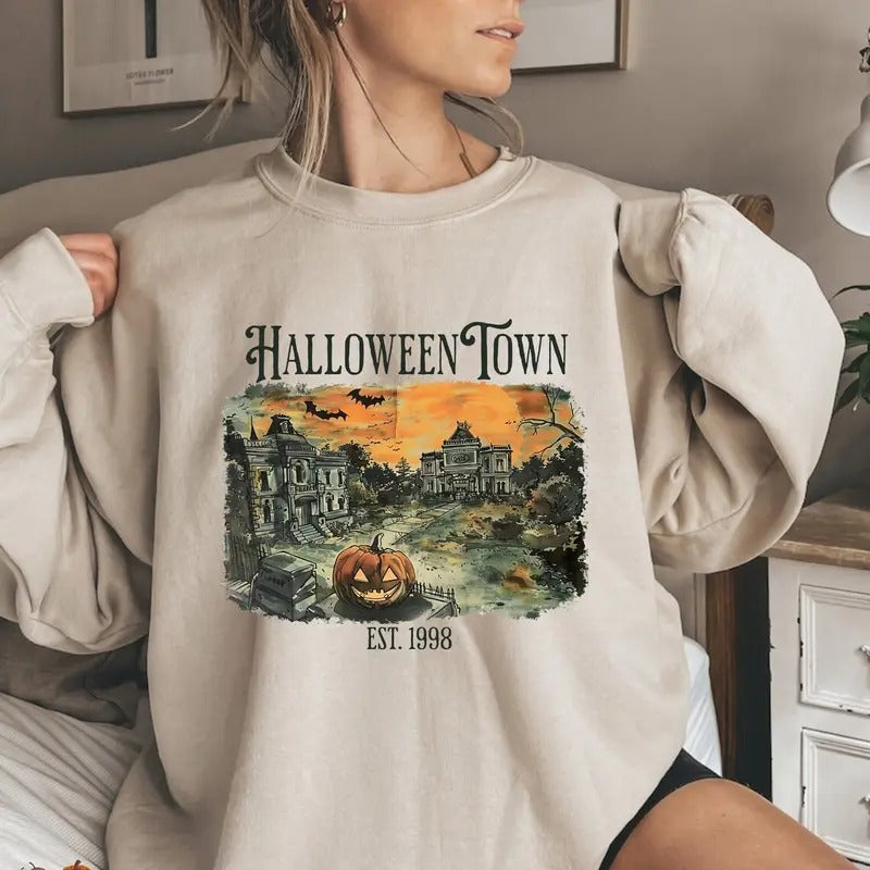 Halloweentown Sweatshirt, Fall Sweatshirt, Pumpkin Shirt, Halloween Crewneck, Spooky Season Hoodie | PrintMintTees.com