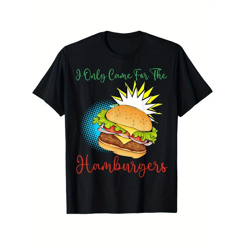 Hamburger Graphic T-Shirt, Cotton Crew Neck Casual Tee, Short Sleeve Printed Top for Men and Women, All-Season Comfort,...