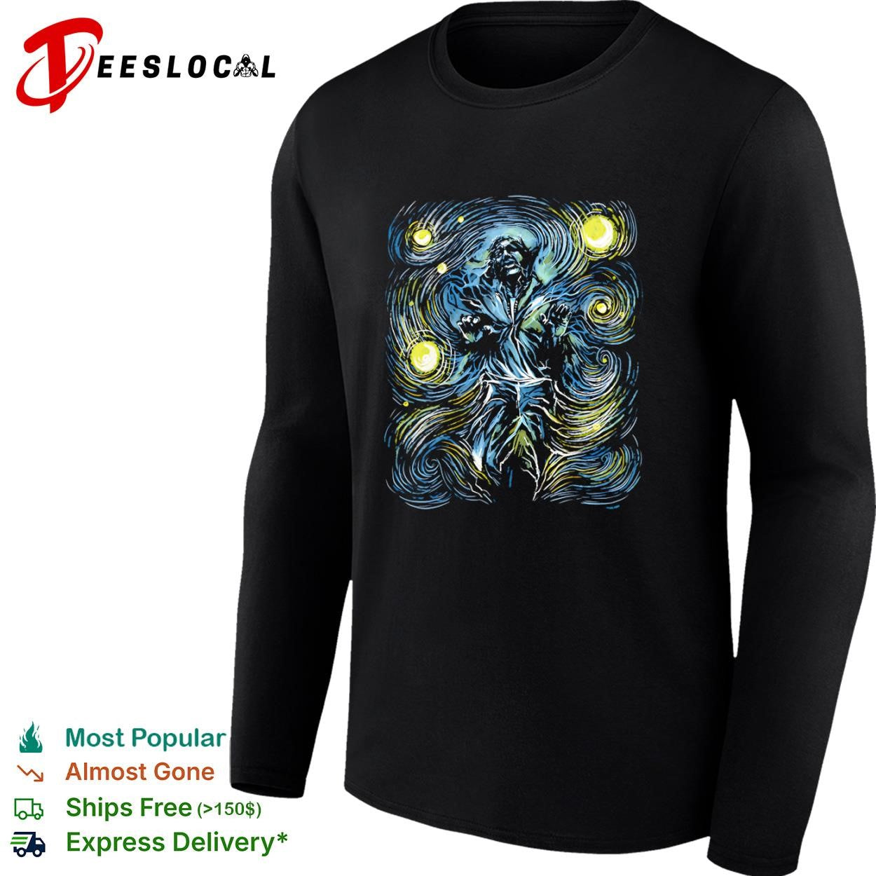 Han Solo in carbonite style of Van Gogh’s Starry Night shirt