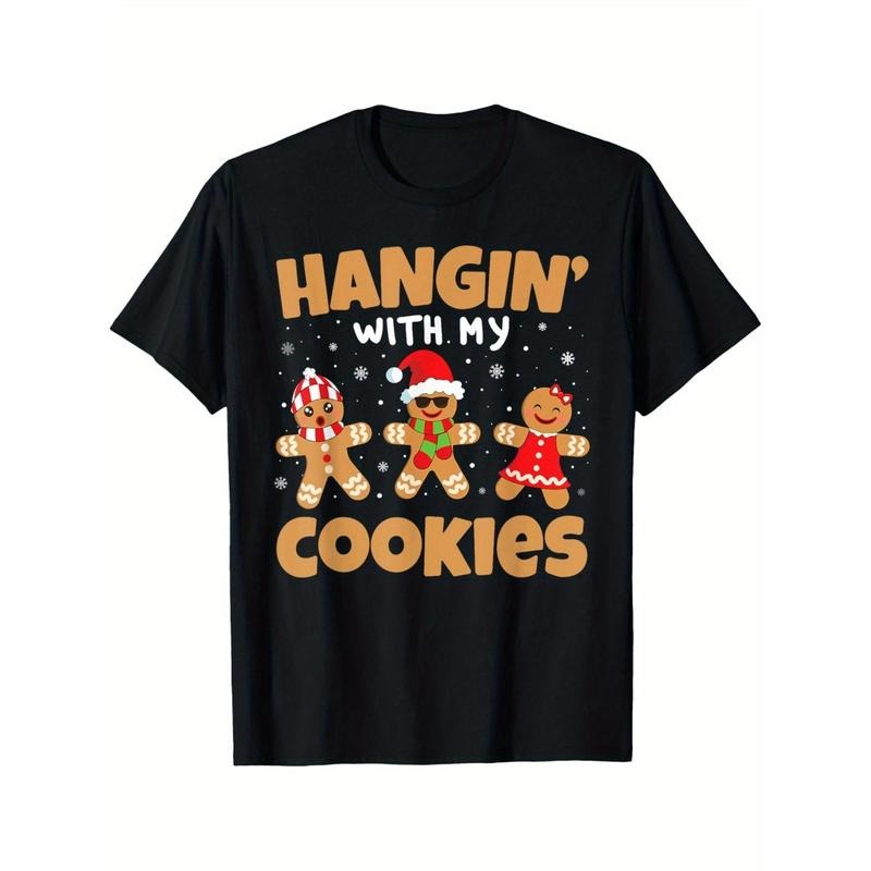 Hangin With My  Shirt Gingerbread Man Christmas T-Shirt Summer Comfortable Casual Short Sleeve T-Shirt made in usa Hoodie...