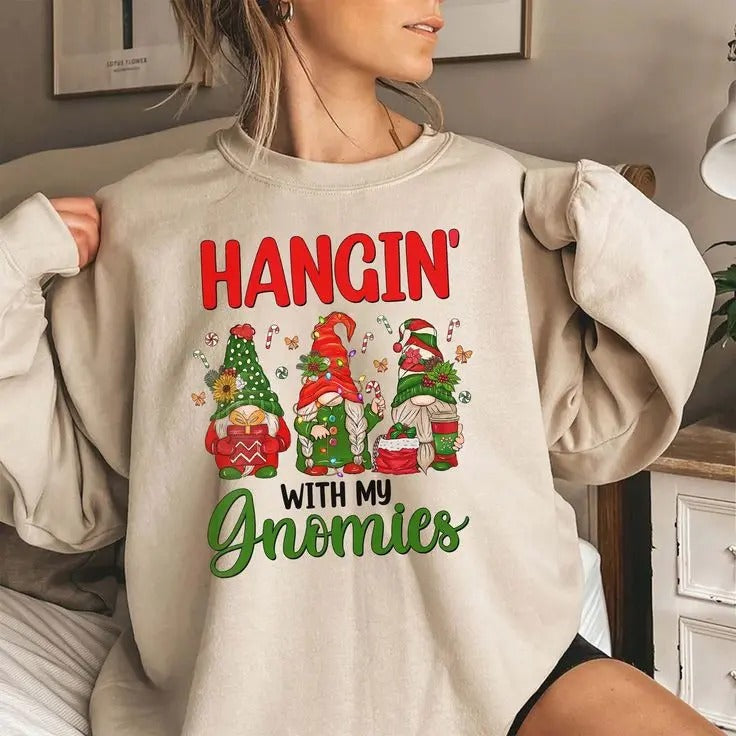 Hangin With My Gnomies Sweatshirt, Christmas Sweatshirt, Gnome Sweatshirt, Merry Christmas Sweatshirt,  BG41 Shirt Hoodie