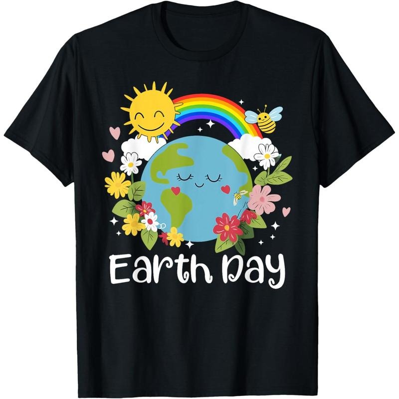 Happy Earth Day Cute Earth With Floral Earth Day 2025 T-Shirt made in usa Hoodie Sweatshirt | PrintMintTees.com
