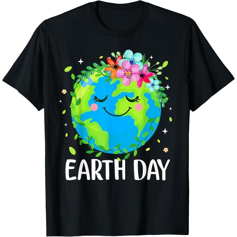 Happy Earth Day Shirt Cute Earth With Floral Earth Day 2025 T-Shirt made in usa Hoodie Sweatshirt | PrintMintTees.com