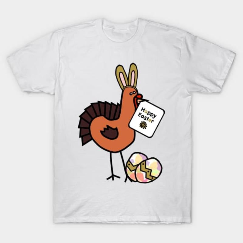 Happy Easter Bunny Ears on Thanksgiving Turkey T-Shirt style 02 Hoodie Sweatshirt | PrintMintTees.com