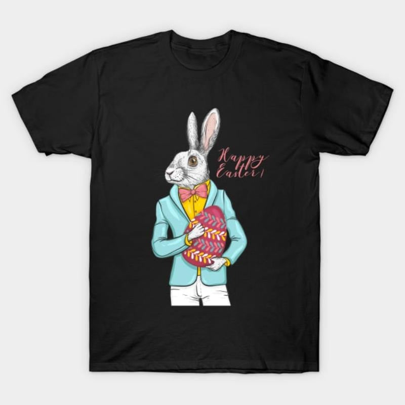 Happy Easter rabbit hipster with egg T-Shirt style 02 Hoodie Sweatshirt | PrintMintTees.com