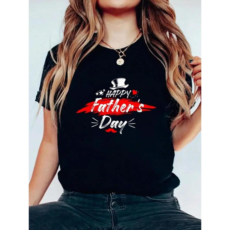 Happy Father'S Day 2025 Tshirt For Men Dad Women T Shirt, Short Sleeve Round Neck Casual Top For Summer & Spring, Women'S...