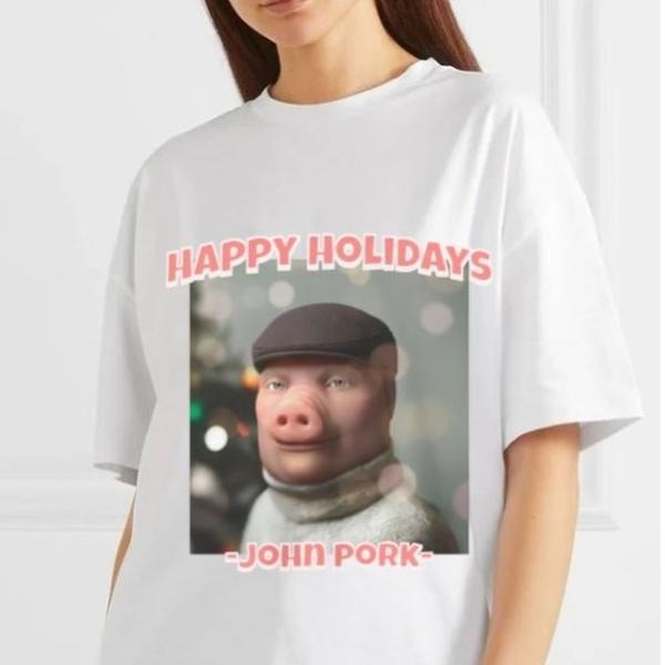 Happy Holidays Funny Meme From John Pork Shirt, Holiday Themed Shirt Hoodie Sweatshirt | PrintMintTees.com