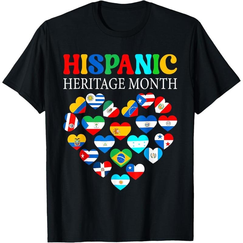 Happy National Hispanic Heritage Month All Countries Heart T-Shirt made in usa Hoodie Sweatshirt | PrintMintTees.com
