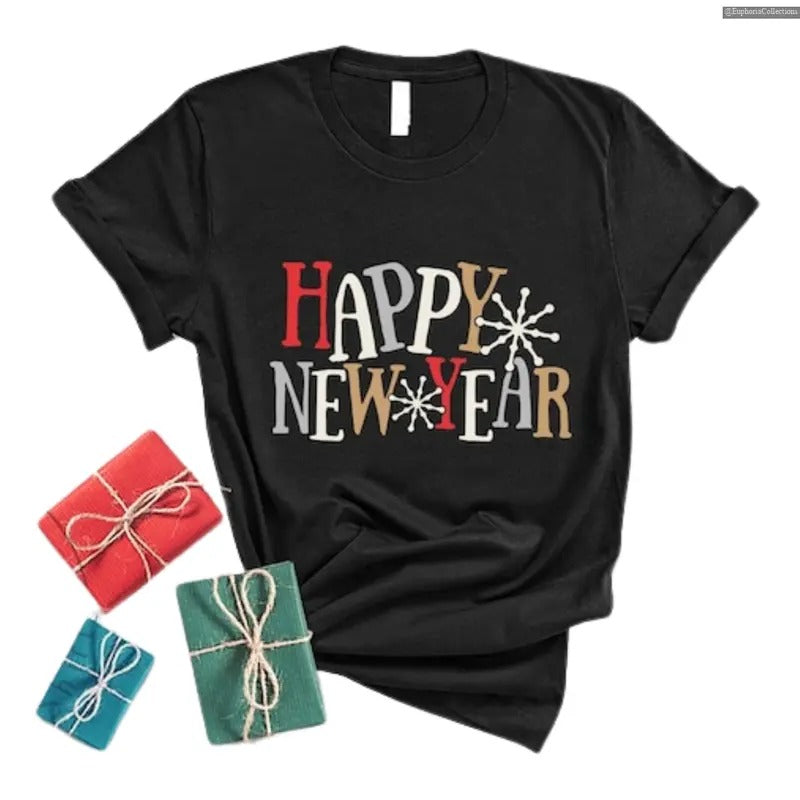 Happy New Year Christmas Shirt, New Year Eve's 2024 2025 Gift, Family Matching New Years Shirts, Xmas Party Holiday Cute...
