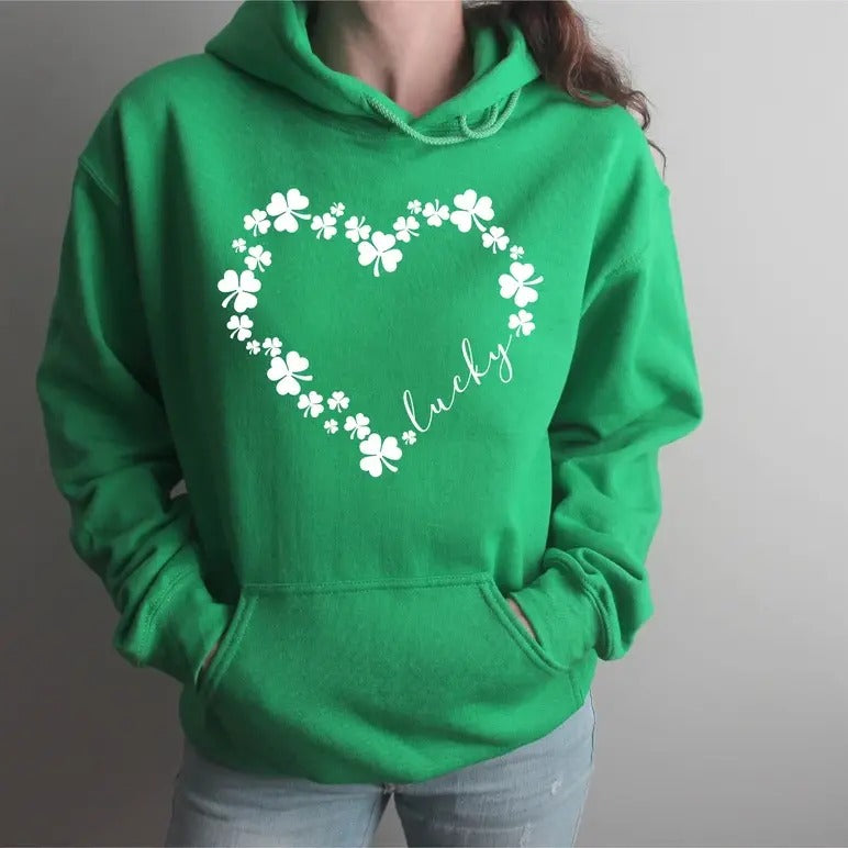 Happy Patrick's Day Shamrock Heart Sweatshirt, Hoodie, T-Shirt | PrintMintTees.com