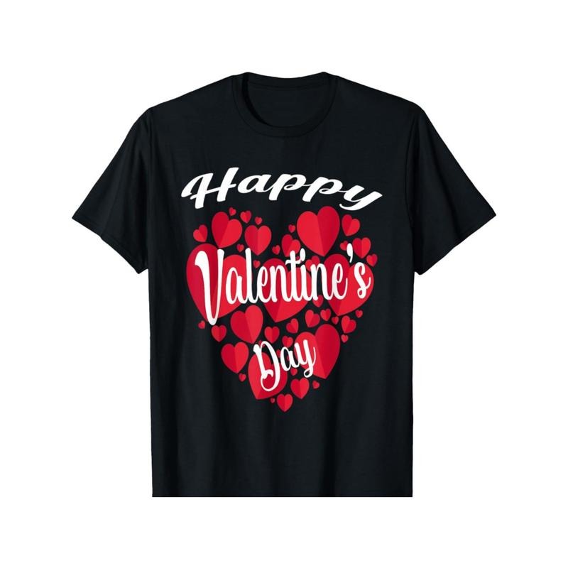 Happy Valentines Day Couples Matching Red Hearts T-Shirt made in usa Hoodie Sweatshirt | PrintMintTees.com