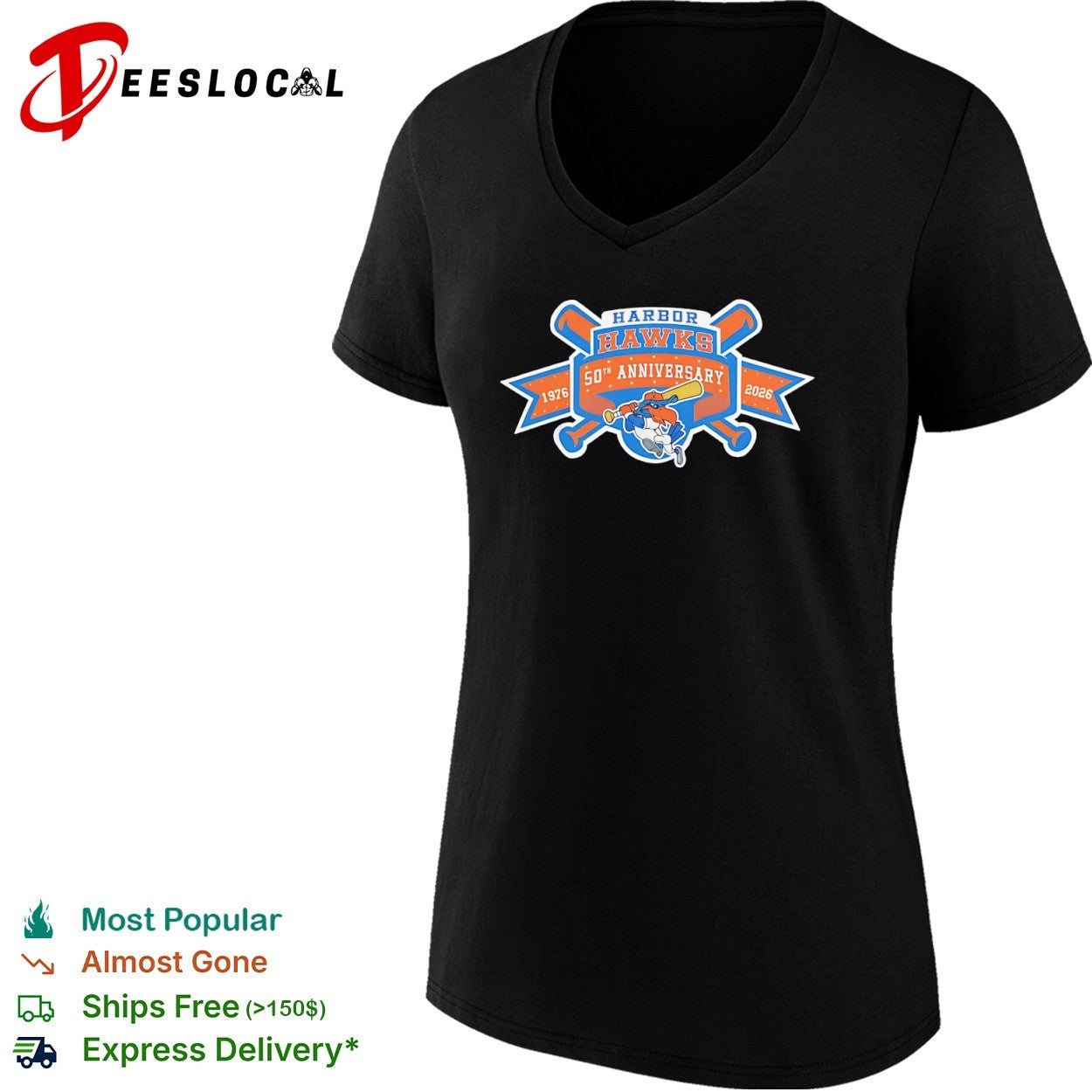 Harbor Hawks 50th Anniversary 1976 2026 Baseball Team shirt