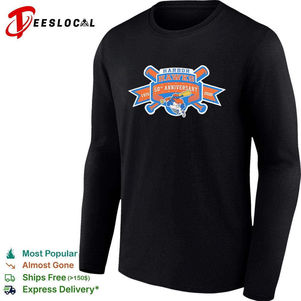 Harbor Hawks 50th Anniversary 1976 2026 Baseball Team shirt