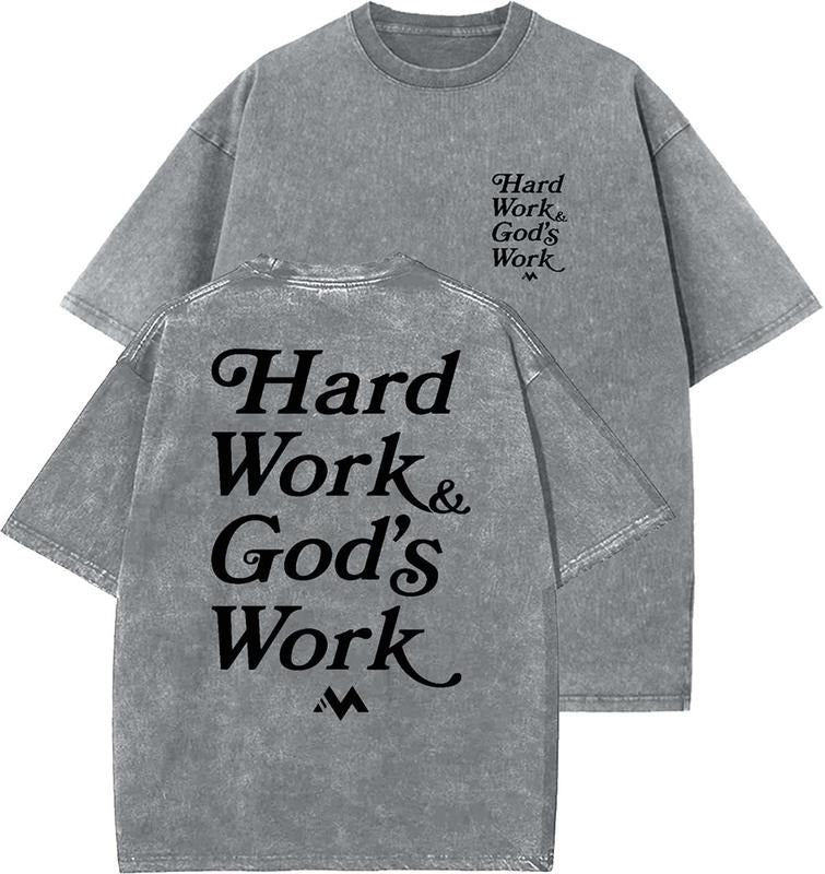 Hard Work God's Work Unisex Washed T-Shirt, Christian t shirts, Vintage 90s Graphic Tee, Gift Top Womenswear Cotton...