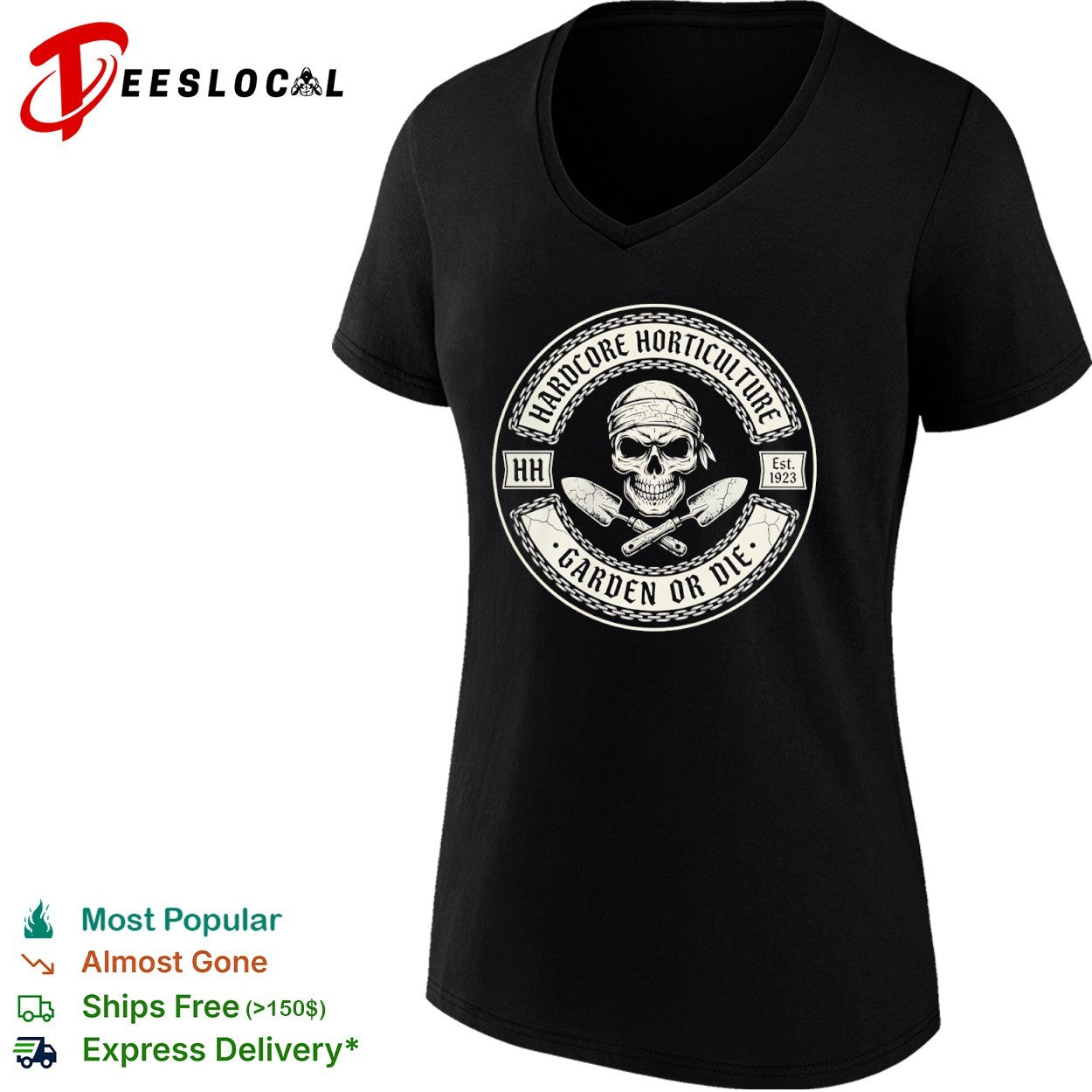 Hardcore Horticulture Garden or Die HH Est 1923 Skull shirt