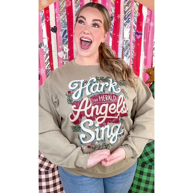 Hark the Herald Angels Sing Christmas Graphic Sweatshirt Shirt Hoodie | PrintMintTees.com