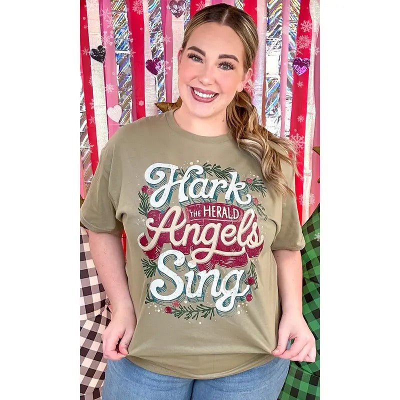 Hark the Herald Angels Sing Christmas Graphic T-Shirt Hoodie Sweatshirt | PrintMintTees.com