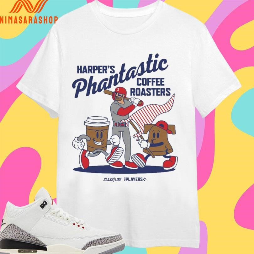 Harper’s Phantastic Coffee Roasters Philadelphia Phillies Bryce Harper Superstar Cartoon Shirts