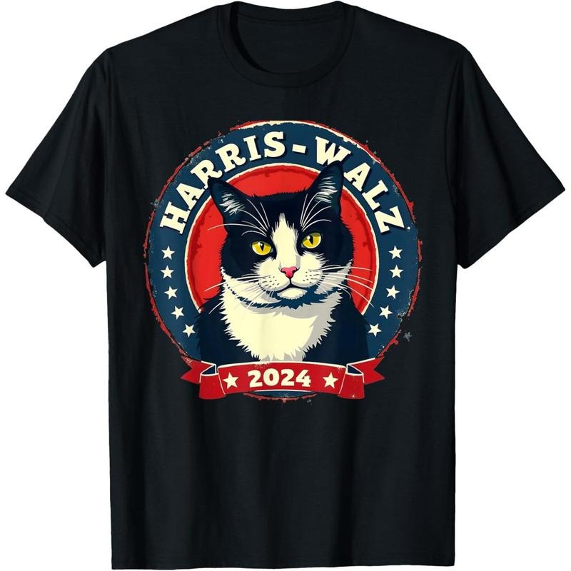 Harris Walz 2024 Funny Cat Election Kamala Harris Tim Waltz T-Shirt made in usa Hoodie Sweatshirt | PrintMintTees.com