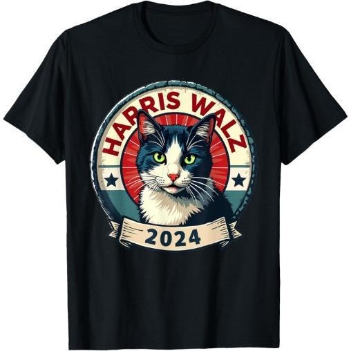 Harris Walz 2024 Funny Cat Election Kamala Harris Tim Waltz T-Shirt Hoodie Sweatshirt | PrintMintTees.com