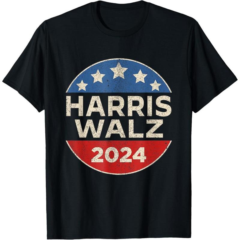 Harris Walz 2024 Kamala Harris Tim Waltz Vintage Button T-Shirt made in usa Hoodie Sweatshirt | PrintMintTees.com
