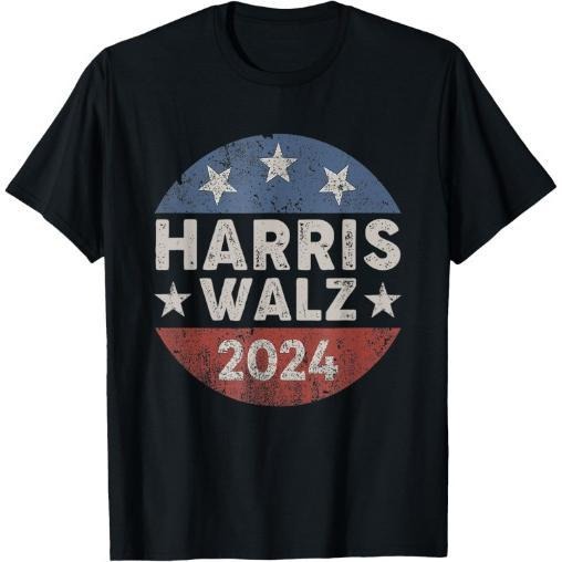 Harris Walz 2024 Vintage Button Kamala Harris Tim Walz T-Shirt made in usa Hoodie Sweatshirt | PrintMintTees.com