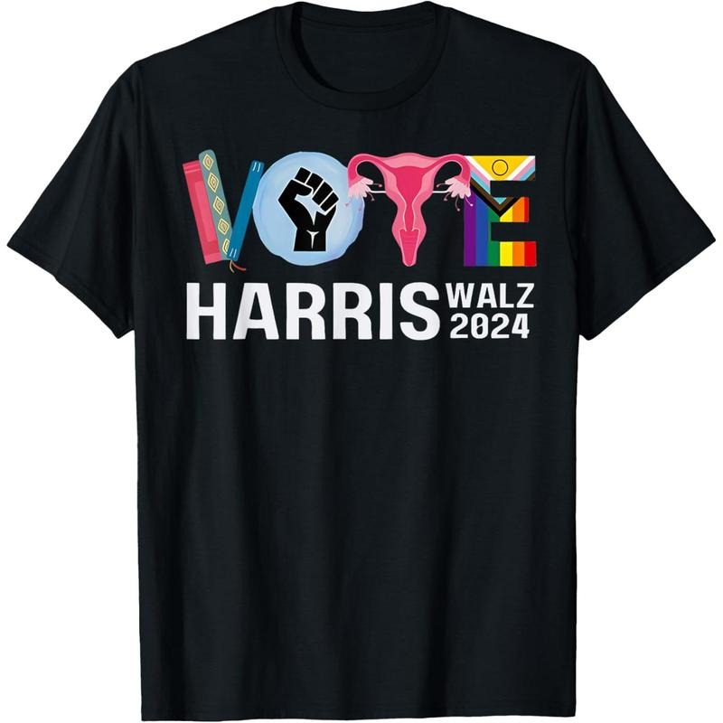 Harris Walz 24 Vote Books Reproductive Rights LGBT Election T-Shirt made in usa Hoodie Sweatshirt | PrintMintTees.com