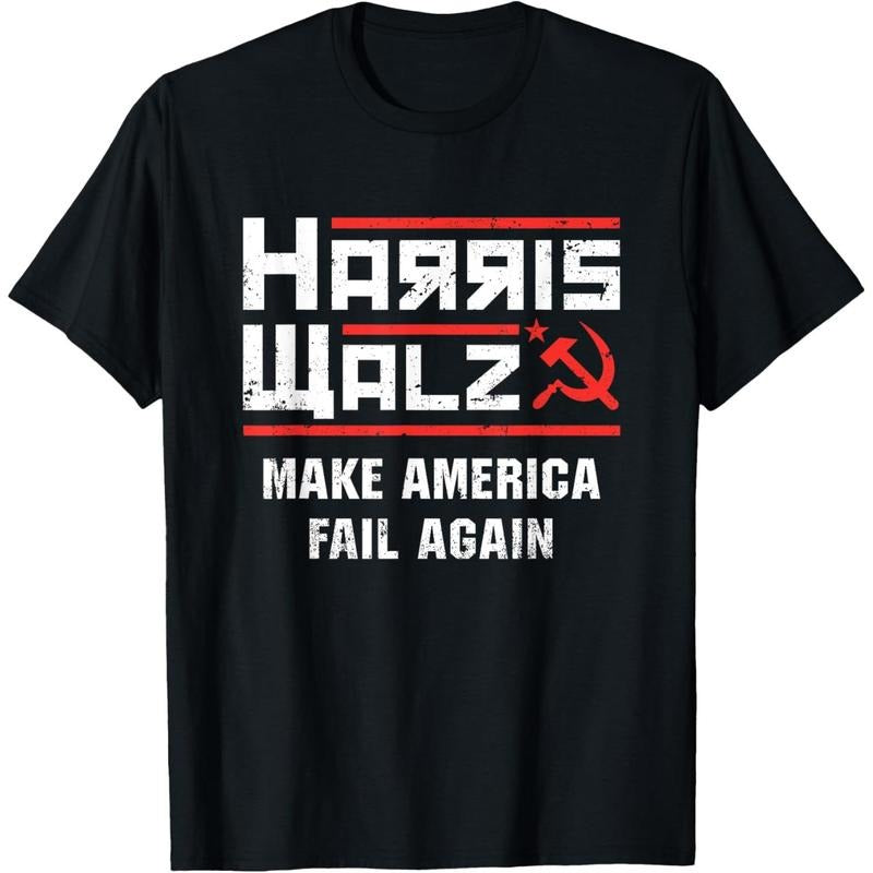 Harris Walz Make America Fail Again Anti Kamala Socialist T-Shirt made in usa Hoodie Sweatshirt | PrintMintTees.com