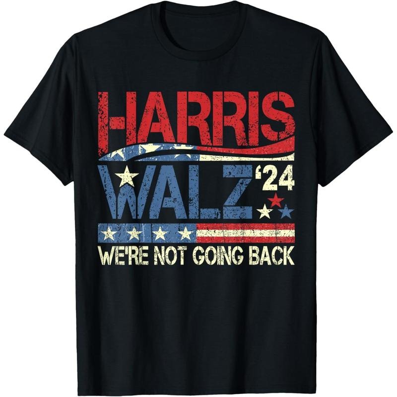 Harris Walz We're Not Going Back T-Shirt black - M Hoodie Sweatshirt | PrintMintTees.com